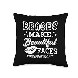 Braces Dental Orthodontic Colors Teeth Brush Assistant Throw Pillow