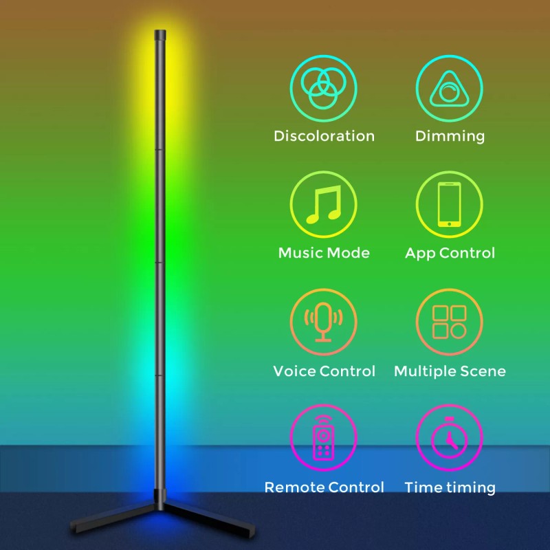 eco4life WiFi Smart Floor Standing LED Lamp, Color Changing, Dimmable,