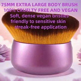 NUANJUYU Extra Wide 75mm Body Kabuki Brush - For Flawless Self Tanner, Leg Makeup & Bronzer Blend, Face & Back Applicator,Wet/Dry Use. (Purple)
