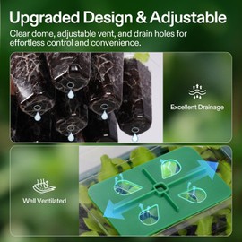 VIVOSUN - Paquete de 12 bandejas iniciadoras de semillas, kit de inicio de semillas de 144 celdas con cúpula de humedad, bandejas planas reutilizables para germinación de plantas con orificio de