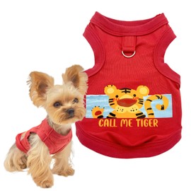 YorkieGogo Handmade Tiny Pet Shirt, Cotton & Elastic Clothes for Small/Teacup/Newborn Cats and Dogs, Rabbits (XXS (1.5-3 lbs), Tiger (Red))