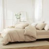 JIYUAN 100% Washed Cotton Duvet Cover Set Comfy Simple Style