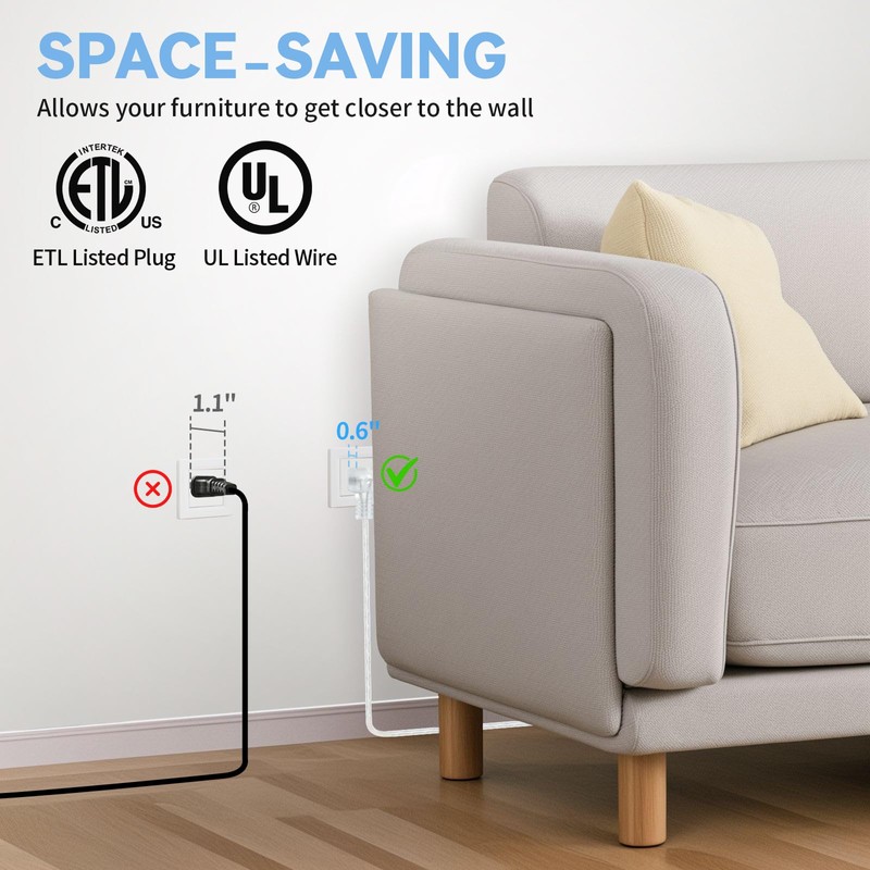 PEESIN 6 FT Clear Extension Cord with Foot Switch, 3-Outlet