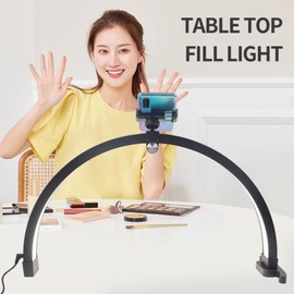 GOWENIC 22 Inch Half Moon Nail Desk Lamp - LED Fill Light with Foldable Lamp Head Design, Lightweight Base, and Adjustable Features for Professional Beauty Use (US Plug)