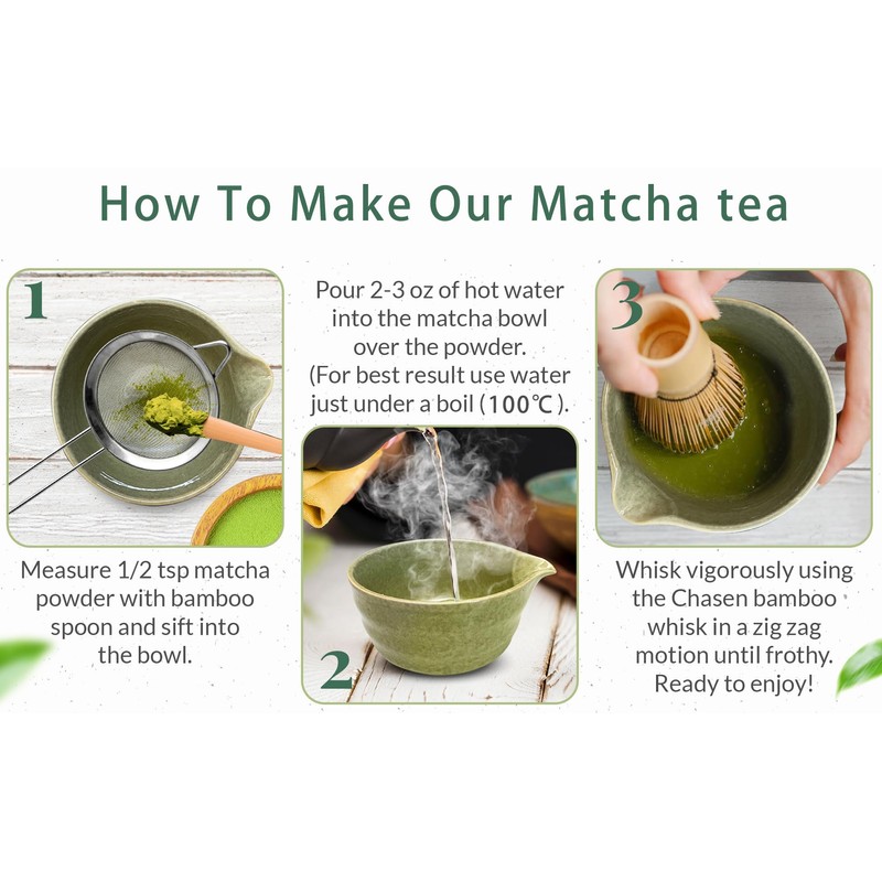 6pcs Matcha Kit Set,Matcha Set Includes Bowl with Spout and