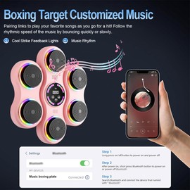 SPZTJK 2025 New Music Boxing Machine - Upgraded 2.0 Smart Bluetooth Wall-Mounted Punching Trainer 9 Speeds for Adults & Kids, Audio-Enabled Boxing Fitness Equipment for Home, Office, Gym, Gift (Pink)