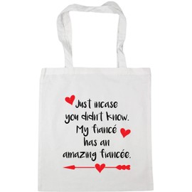 Hippowarehouse Just Incase You Didn't Know, My Fiance has an amazing fiancee Tote Shopping Gym Beach Bag 42cm x38cm, 10 litres