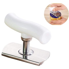 Screw Lid Opener with Bottle Opener Safety Can Opener Spiral Can Sealing Lid Remover (1 Piece, White)