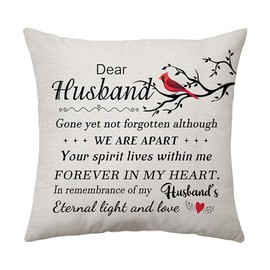 Aconesong Husband Memorial Gifts Sympathy Gift Bereavement Cushion Cover Gift for Who Loss of Husband Couple In Memory of Husband Passed Away Keepsake Decorative Pillow Cover 45 x 45 cm (Husband)