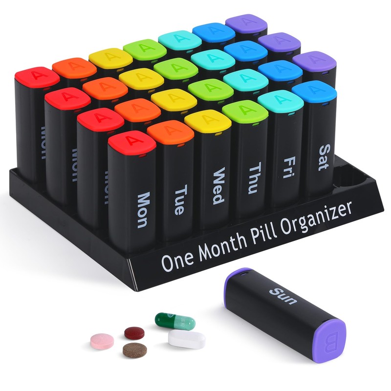 CAidRE Monthly Pill Organizer 2 Times a Day, 28 Day