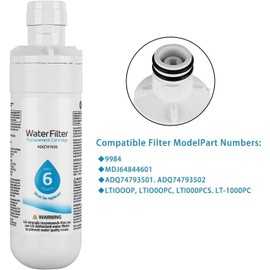 2pcsRefrigerator Water Filter LT1000P for Fridge, 6 Month / 200 Gallon NSF 53&42 Certified Filtration Cartridge Replacement LT1000P/PC/PCS, MDJ64844601, ADQ74793501, ADQ74793502