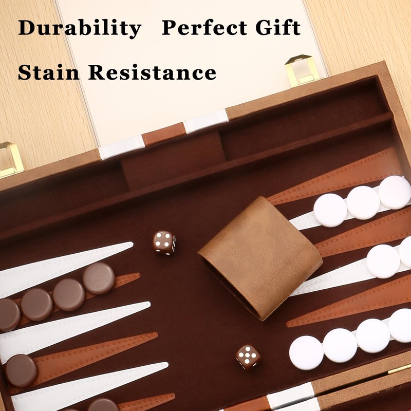 Backgammon Set - Classic Board Game with Premium Leather Case