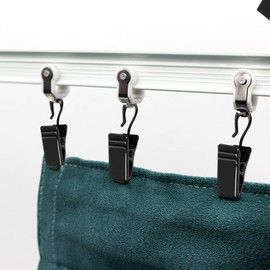 Pack of 60 Curtain Clips Curtains Metal Clips with Hooks Stainless Steel Clips Hooks for Hanging Fairy Lights Curtains Photos and Home Decoration, Black