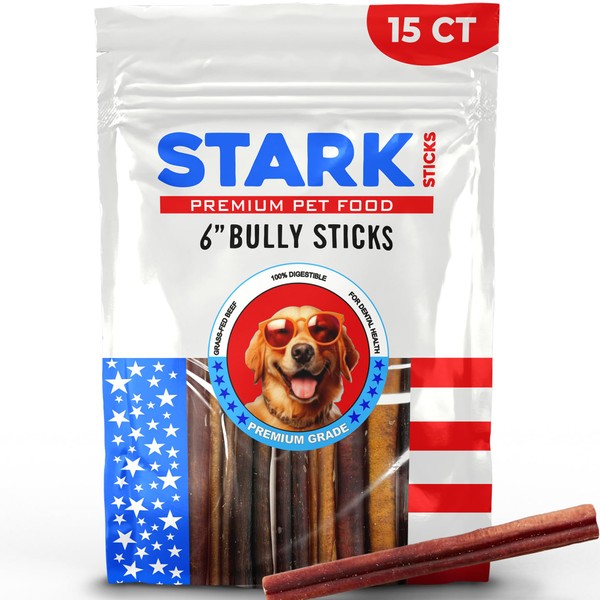 Stark Sticks 6'' Natural Bully Sticks for Small, Medium, Large