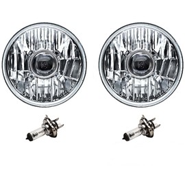 Octane Lighting 5 3/4 Inch Projector Crystal Clear Halogen Headlight Headlamp H4 60w Light Bulb Pair