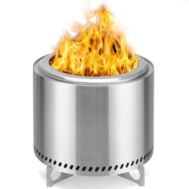 Smokeless Fire Pit, 19-Inch Outdoor Firepit with Stand, Portable Stainless Steel Wood Burning Bonfire for Outside Patio Camping with Carry Bag, Ideal for 4-6 People, 22.44 lbs