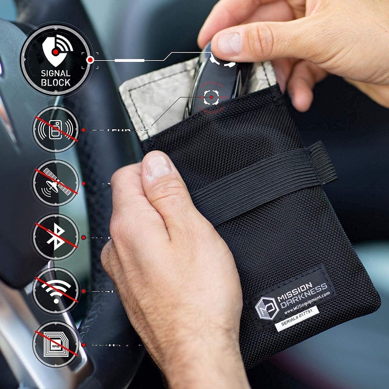 Mission Darkness Faraday Bag for Keyfobs (2-Pack) // RF Shielding