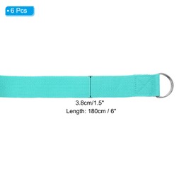 PATIKIL Yoga Strap for Stretching 6 Feet, 6Pcs Cotton Yoga Belt with Adjustable Metal D-Ring Buckle Stretch Bands for Fitness Pilates, Lake Green