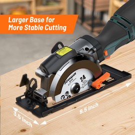 DOVAMAN Circular Saw, 5.8A 4-1/2" Compact Circular Saw w/Contractor Bag, Laser Guide, Metal Auxiliary Handle, Multi-Material Cuts w/ 6 Saw Blades, Tool-Free Adjustment of Angle & Depth (Max 1-11/16")