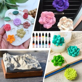 Pigment auf Wasserbasis, 12 Farben Farbpigmente für Gießpulver mit 12 Rührstäbchen, DIY Farbpigment Kreatives Design Gießpulver Konzentrierte Epoxidharz-Farbe für Betonfarbe, Gips, Zementfarbe-je 10ml