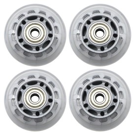 Inline Skate Wheels 64mm, Clear Roller Blade Replacement Wheels with Bearings for Skate, Office Chairs, Luggage (4 Pack)