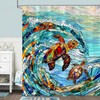 Kanuyee Turtle Shower Curtain Stained Glass Shower Curtain Blue Shower