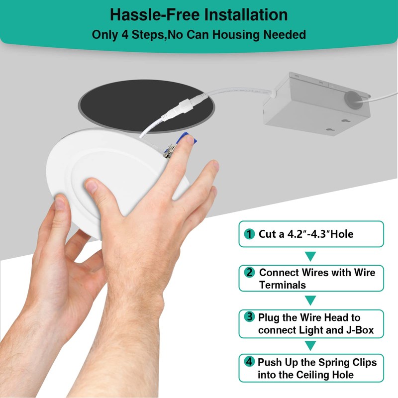HiBay 8 Pack 4 Inch LED Recessed Lighting, 1200lm 12W=150W,