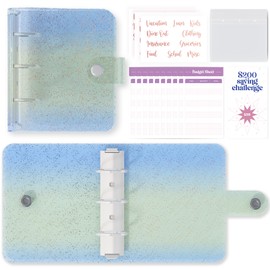SOUL MAMA - Carpeta pequeña con sobres de efectivo, bonita portafolios A8, organizador de dinero para efectivo, mini carpeta de 3 anillas, planificador de presupuestos transparente para ahorros de dinero