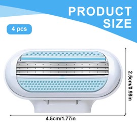 OHREN 4 Pieces Smooth Razor Blades for Women Razor, Replacement Blades for Women Razor, 3 Layer Blades for Women Razors