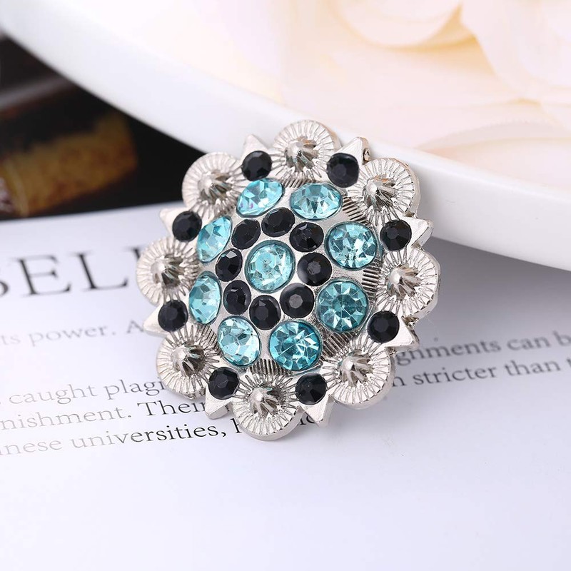 xinqida Flower Rhinestone Conchos Crystal Leathercraft Conchos with Screws Back，12