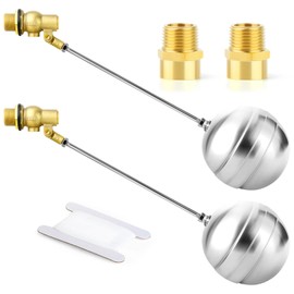 GASHER 1PCS 1/2" 304 Stainless Steel Float Ball Valve with 1/2"G Female x 1/2"NPT Male Adapter, DN15 Adjustable Water Tank Float Ball Valve for Stock Tank Pool Water Level Control