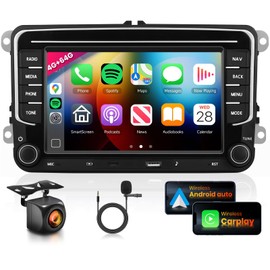 4G 64G Car Stereo for VW Passat Jetta Golf Touran Seat Golf Radio, Type-C/USB Wireless Carplay Android Auto 7" IPS Touch Screen 36EQ DSP Bluetooth 5.0 Android 15 GPS WiFi FM/RDS AHD Camera