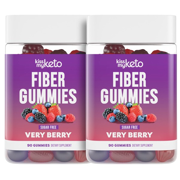 Kiss My Keto Fiber Gummies for Adults Sugar Free – Delicious Berry Flavored Fiber Supplement Gummies for Digestive Health – Prebiotic Fiber Gummies, Gummy Fiber for Adults – 180 Count (2 Pack)
