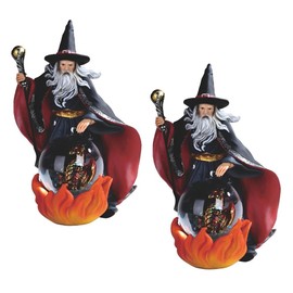 ICE ARMOR 2-PC Gift Set 8.25" H Wizard Glitter Snow Globe Statue Sculpture Ornament Decoration Home/Room Decor for Housewarming, Holidays, Christmas Special