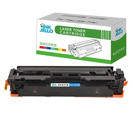 InkJello Compatible Toner Cartridge Replacement for HP Colour LaserJet MFP M477fdw Pro M452dn M452nw Pro MFP M377dw M477fdn M477fnw CF411X (Cyan)