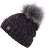 Faera Unisex Bobble Beanie Hat, Warm Winter Fleece Lined Beanie