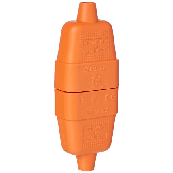 Merriway BH05740 2-Pin Flex Connector, 10 Amp, Orange