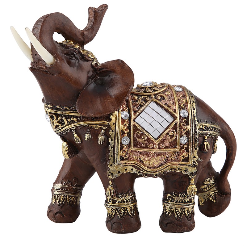 Lucky Feng Shui Wood Grain Elephant Statue Sculpture Wealth Figurine