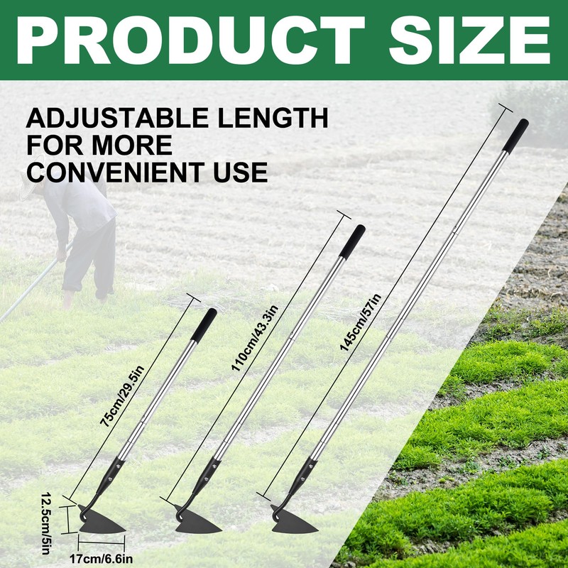 YEELOR Warren Hoe, Carbon Steel Triangle Garden Hoe with Stainless