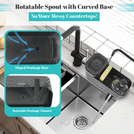 Dual Soap Dispenser Set for Kitchen Sink - 5-in-1 Organizer with Hand & Dish Soap Dispensers, Brush & Sponge Holder, Dishcloth Rail | Space-Saving Countertop Design, Black