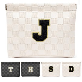 HIGH FIT Leather Pocket Cosmetic Bag for Purse,Initial Makeup Bag Lipstick Cosmetic Accessories Organizer (J, White)