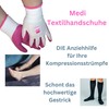 Medi textile gloves for easy putting on compression socks, including