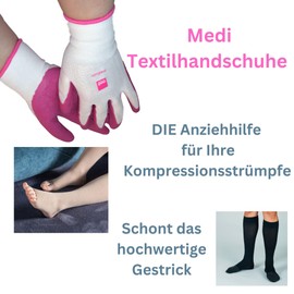 Medi textile gloves for easy putting on compression socks, including Olanmarp laundry net - easy operation