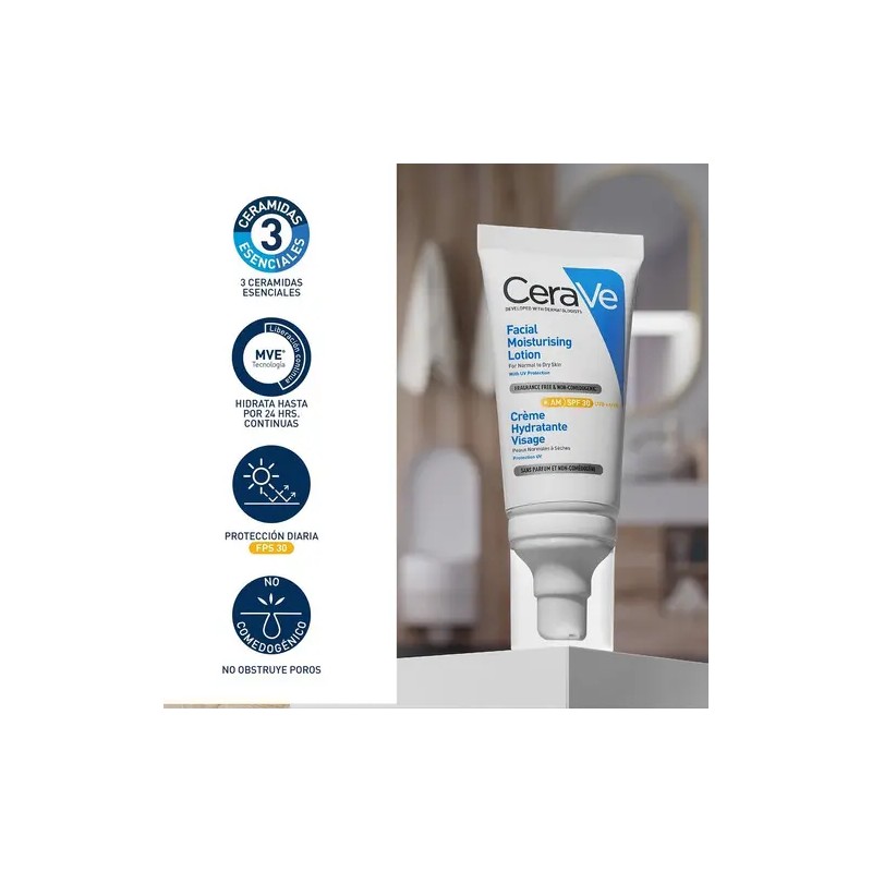 Loción Hidratante Rostro Fps30 Día Piel Normal Seca 52ml Cerave