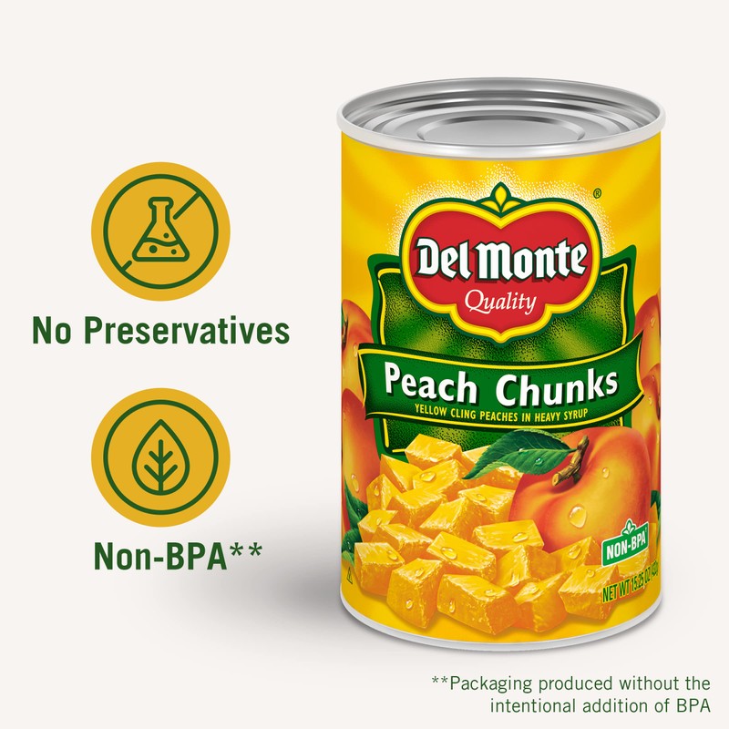 DEL MONTE Yellow Cling Peach Chunks in Heavy Syrup, Canned