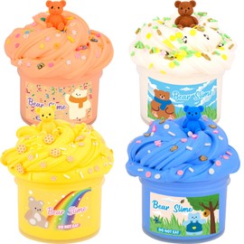 4 Pack Butter Slime Sensory Toys Kit for Kids Ages 3-12, Non-Sticky Super Soft & Stretchy, Christmas Stocking Stuffers, Party Favors Cute,Climate Pledge Friendly
