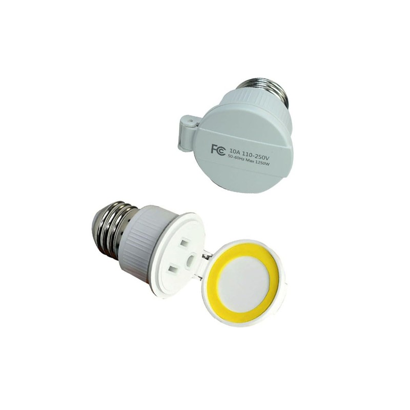 WPJCS E26/E27 Light Bulb to Socket Adapter Waterproof, 3Prong Light