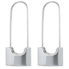 Waterproof Steel Lock Hoop Earrings, Razzberry Designer Jewellery, Lightweight Hypoallergenic, with included gift pouch (Silver)