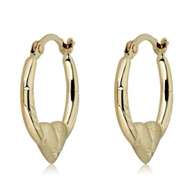 AVORA 10K Yellow Gold Heart Creole Hoop Earrings