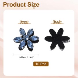 sourcing map 10Pcs Handmade Flower Beaded Patches, Glass Crystal Appliques Embroidery Sewing Beaded Flower Applique Patch for Dress Bags Headband Decor, Blue